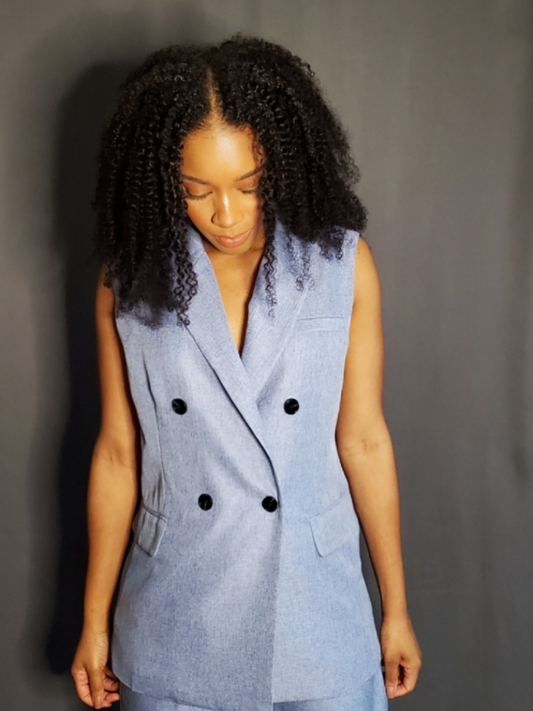 Denim Haze Vest & Pant Suit Set