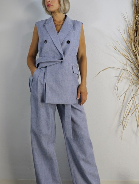 Denim Haze Vest & Pant Suit Set