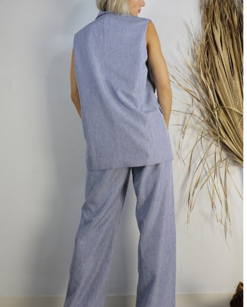 Denim Haze Vest & Pant Suit Set