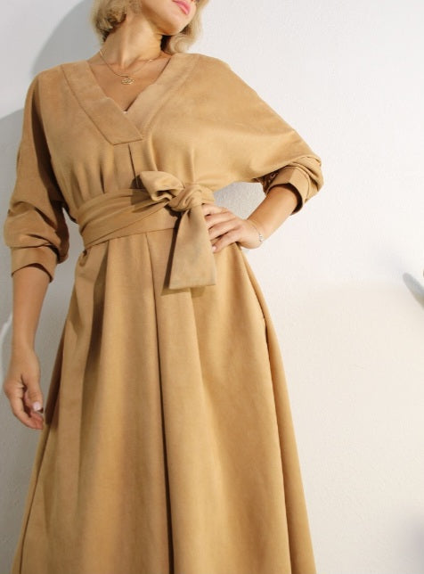 Suede Charm Midi Dress