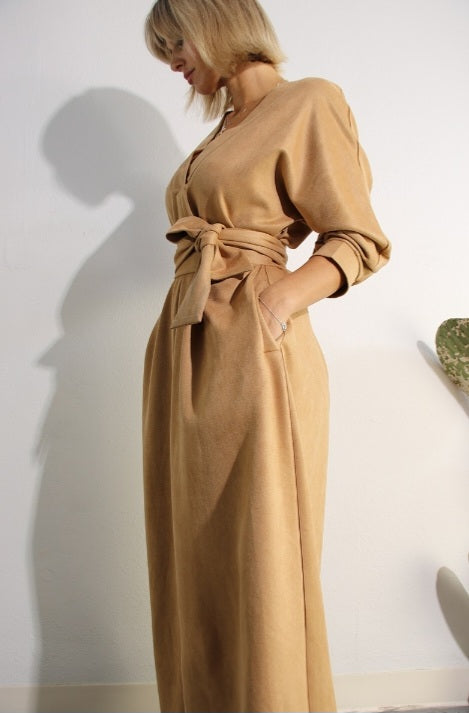 Suede Charm Midi Dress