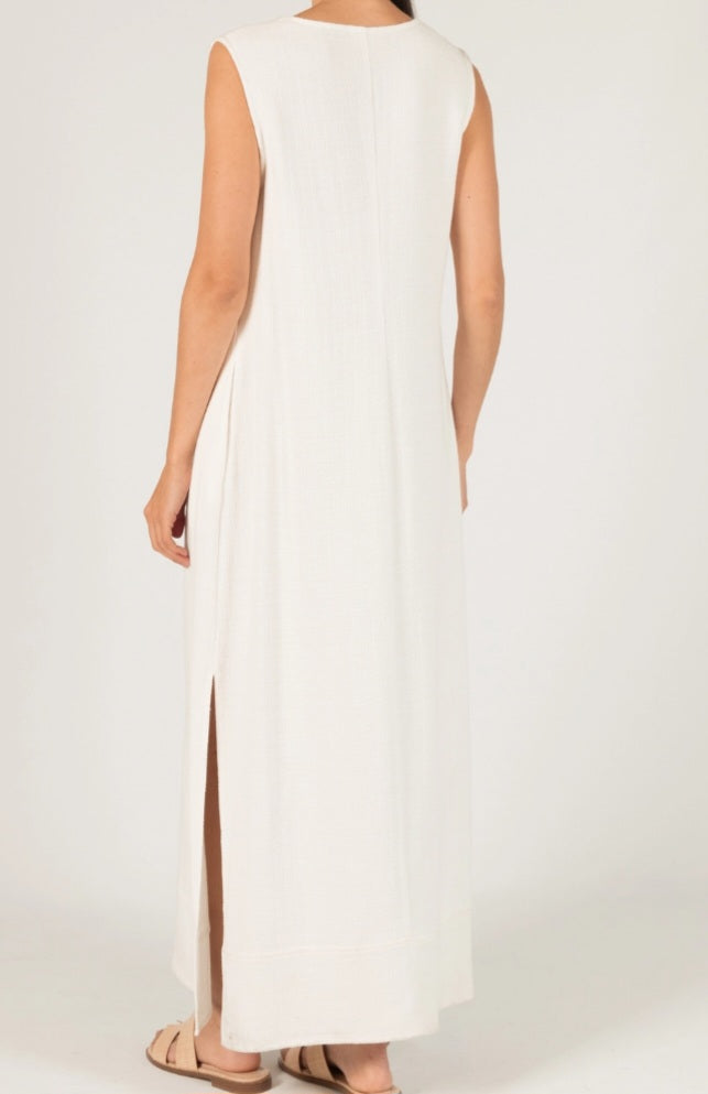 Sleeveless Linen Maxi Dress w/Side Slits